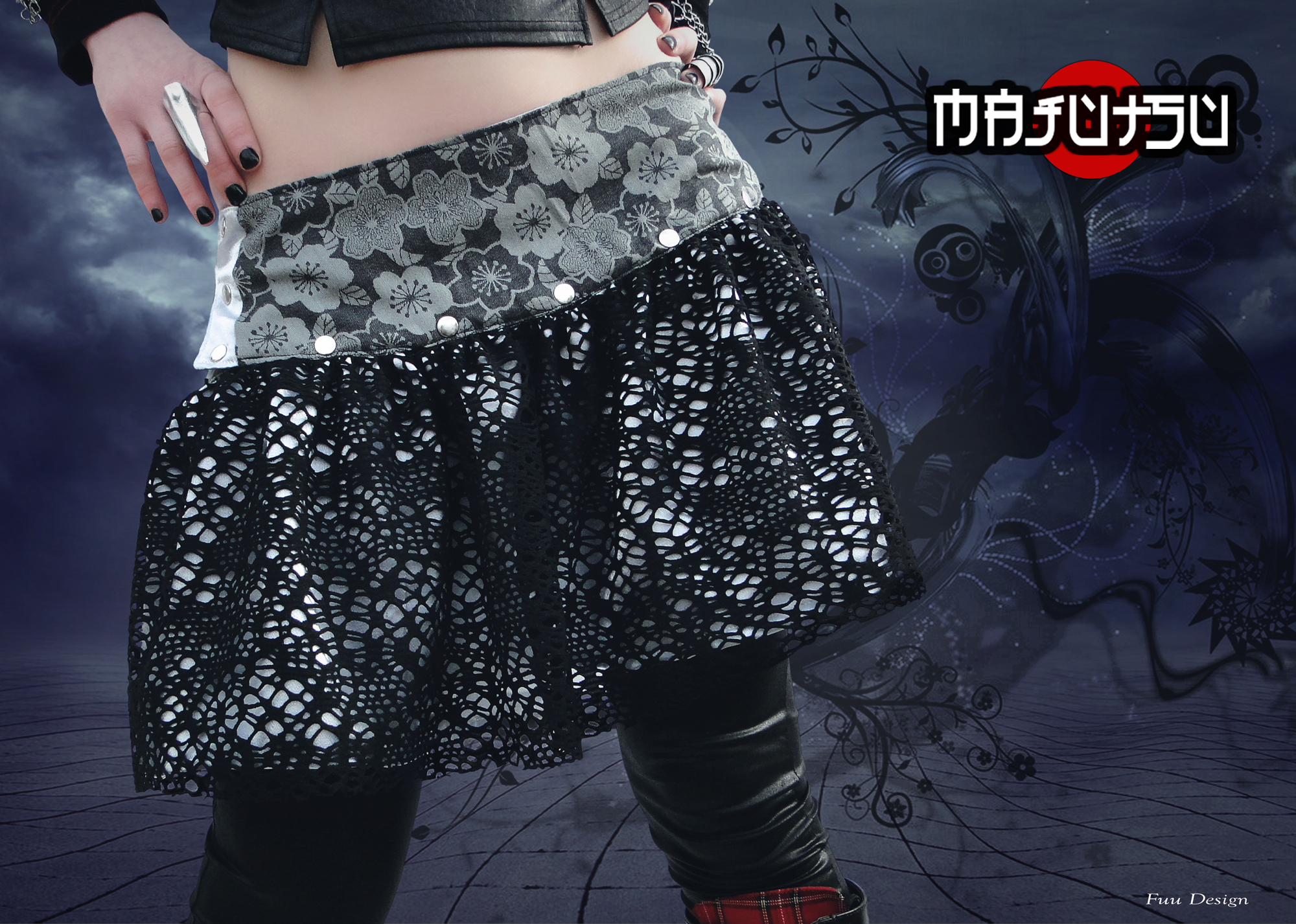 Japanese Skirt Mini Wrap Sakura Silver_Skirts_3.jpg